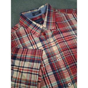 Viyella Shirt‎ Mens XL Red Plaid Short Sleeve 100% Cotton Button Down Dress NWOT